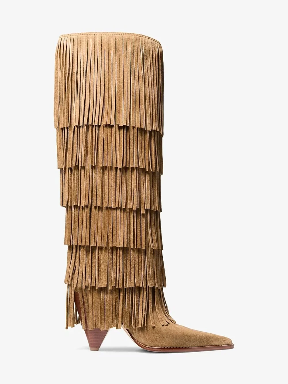 Michael Kors Tan Suede Over-the-Knee Fringe Boots Size 8M